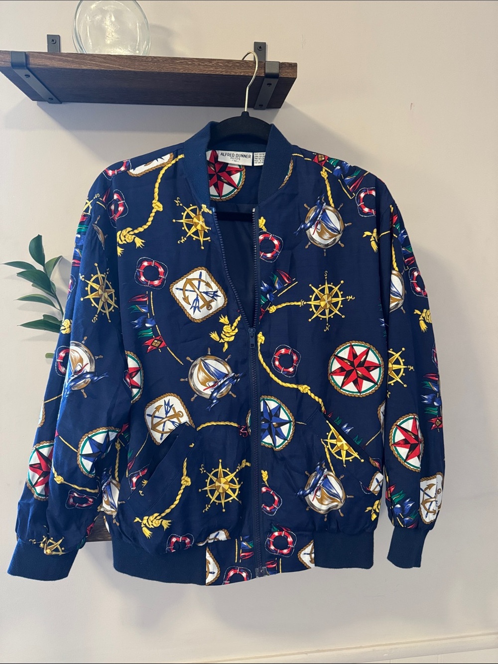 Navy Nautical Bomber Jacket with Red, Yellow & White Accents 10P